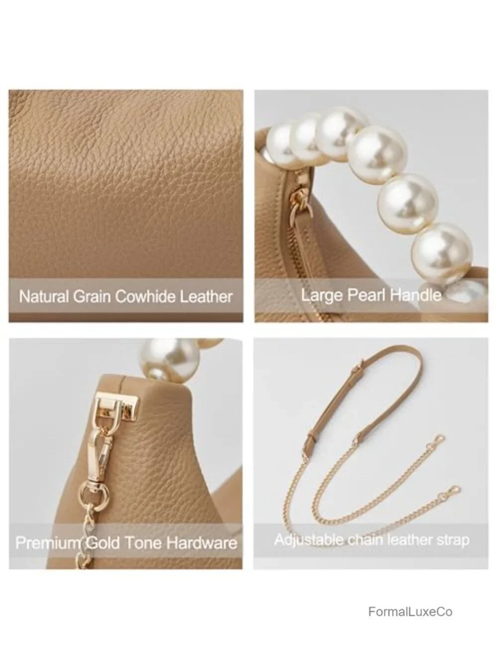 Genuine Leather Top Handle Clutch Purse with Detachable Strap